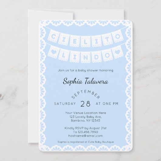 Cielito Lindo Blue Baby shower Uitnodiging (Voorkant)