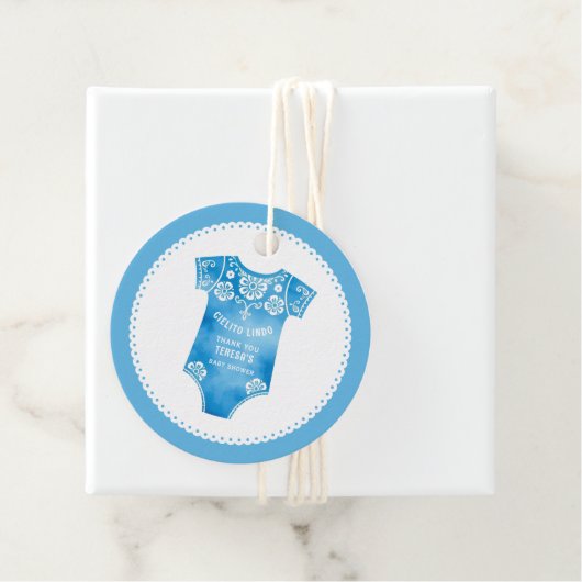 Cielito Lindo blue boy Bedankt baby shower Bedankjes Labels (In situ)