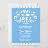 Cielito Lindo Blue Lace Mexican Girl Baby shower Kaart (Voorkant)