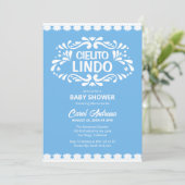 Cielito Lindo Blue Lace Mexican Girl Baby shower Kaart (Staand voorkant)