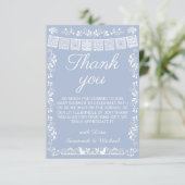 Cielito Lindo Blue Papel Picado Baby Shower Bedankkaart (Staand voorkant)