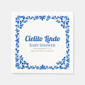 Cielito Lindo Blue Talavera Floral Baby Shower  Servet (Voorkant)