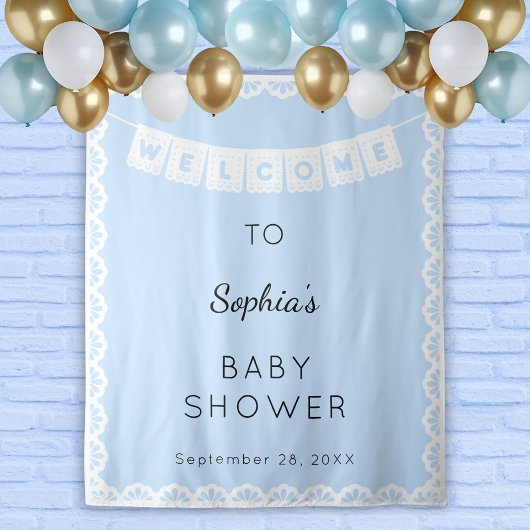 Cielito Lindo Blue Welkom Baby shower Achtergrond Wandkleed