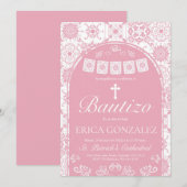 Cielito Lindo Blush Pink Bautizo Talavera Kaart (Voorkant / Achterkant)