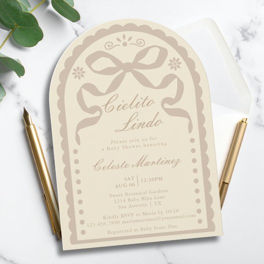 Cielito Lindo Cream Tan Papel Picado Baby Shower Kaart