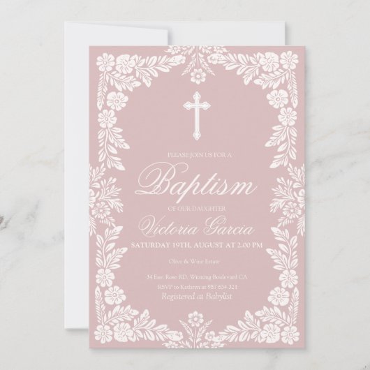 Cielito Lindo doop blush roze Kaart (Voorkant)