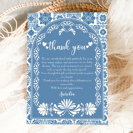 Cielito lindo Dusty Blue Mexican Baby shower Bedankkaart