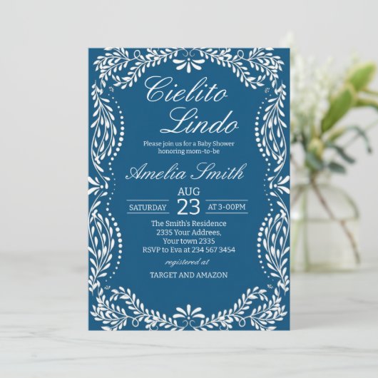 Cielito lindo dusty blue Mexican baby shower Kaart (Staand voorkant)