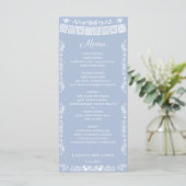 Cielito Lindo Dusty Blue Papel Picado Baby Shower Menu (Staand voorkant)