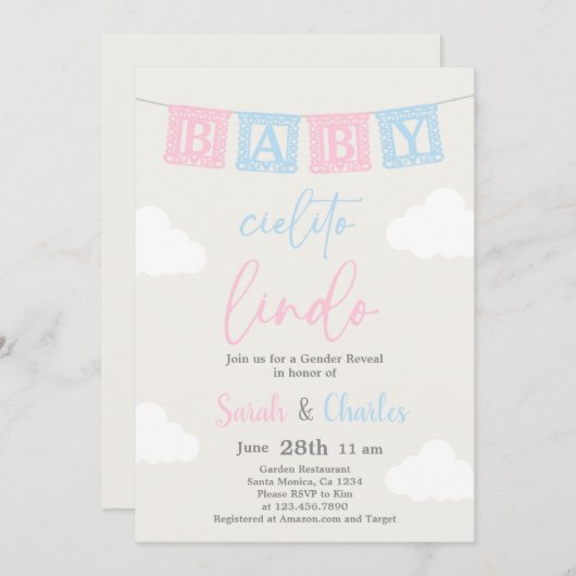 Cielito Lindo Genderonthulling Uitnodiging (Voorkant / Achterkant)