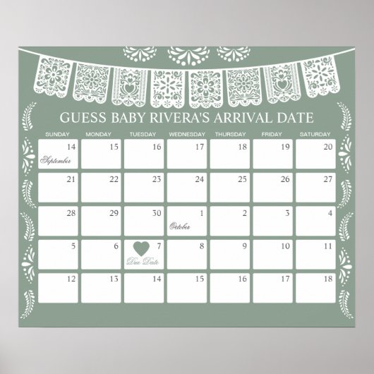 Cielito Lindo Guess the due Date calendar Poster (Voorkant)