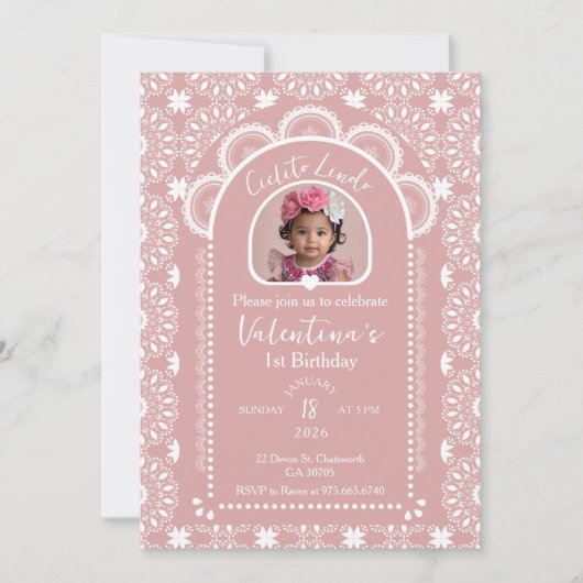 Cielito Lindo Invitation 1st Birthday With Photo Kaart (Voorkant)