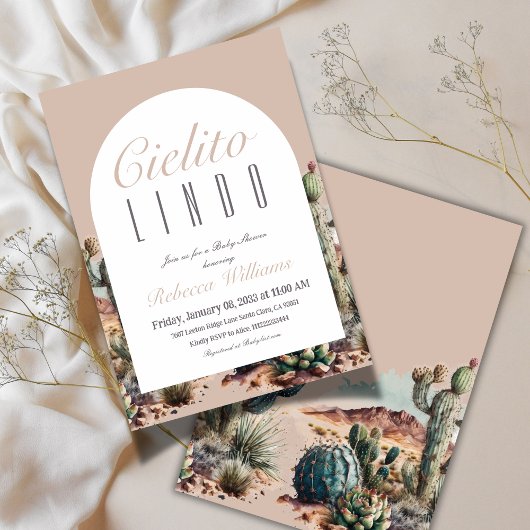 Cielito Lindo Mexicaans Beige Cactus Baby shower Kaart