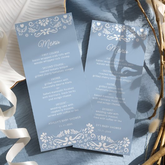 Cielito Lindo Mexicaans Blauw Baby shower Menu