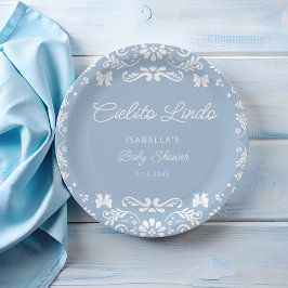 Cielito Lindo Mexicaans Blauw Baby shower Papieren Bordje