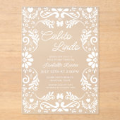 Cielito Lindo Mexicaans Wit Baby shower Acryl Uitnodigingen (Voorkant)