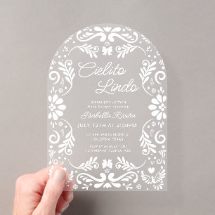 Cielito Lindo Mexicaanse Moderne Baby Shower Acryl Uitnodigingen