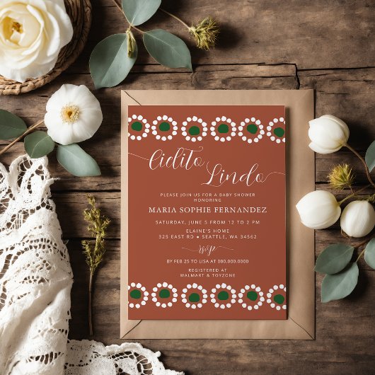 Cielito Lindo Mexican Barro Boho Baby shower Kaart