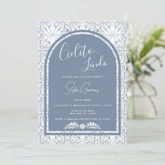 Cielito Lindo Mexican Blue Folk Art Invitation Feestdagenkaart