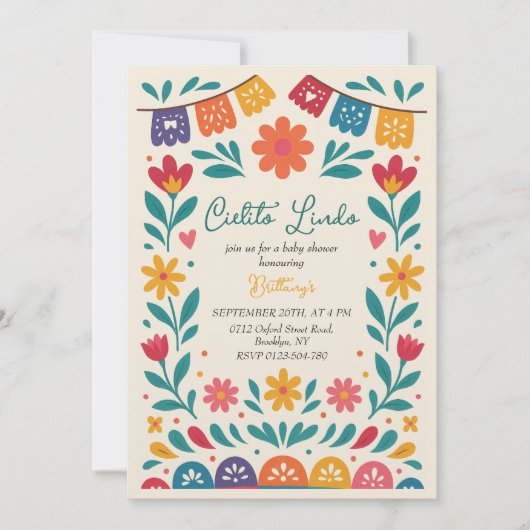 Cielito Lindo Mexican Colorful Baby Shower  Kaart (Voorkant)