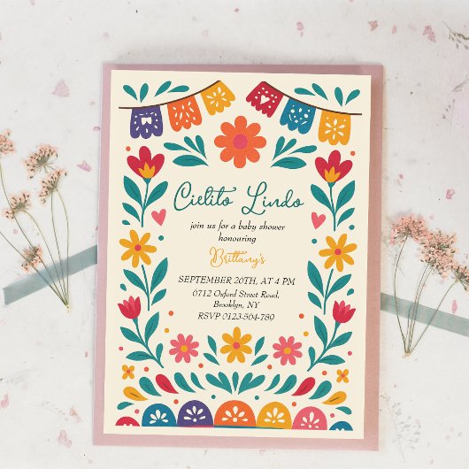 Cielito Lindo Mexican Colorful Baby Shower  Kaart