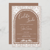 Cielito Lindo Mexican Folk Art Clay Brown Invite Feestdagenkaart (Voorkant / Achterkant)