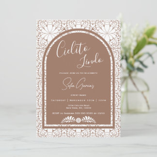 Cielito Lindo Mexican Folk Art Clay Brown Invite Feestdagenkaart