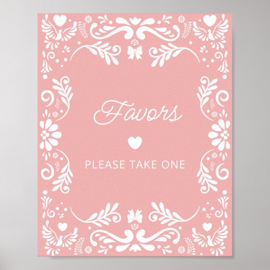 Cielito Lindo Mexican Pink Baby shower Favors Poster (Voorkant)