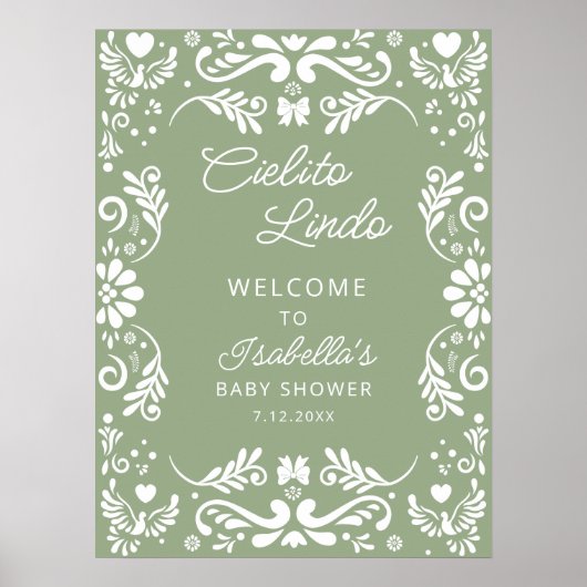 Cielito Lindo Mexican Sage Baby shower Welkom Poster (Voorkant)
