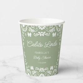 Cielito Lindo Mexican Sage Green Baby shower Papieren Bekers