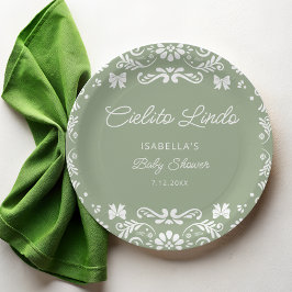 Cielito Lindo Mexican Sage Green Baby shower Papieren Bordje