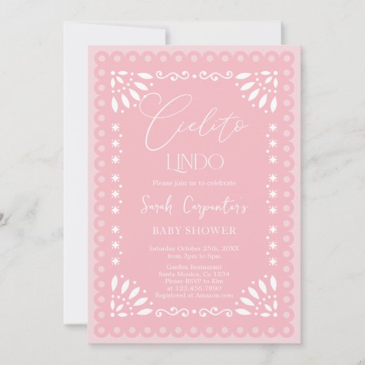 Cielito Lindo Papel Piado Baby shower Meisje Kaart (Voorkant)