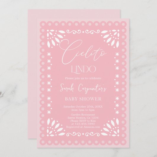 Cielito Lindo Papel Piado Baby shower Meisje Kaart (Voorkant / Achterkant)