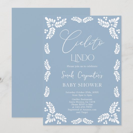 Cielito Lindo Papel Picado Baby shower Boy Kaart (Voorkant / Achterkant)