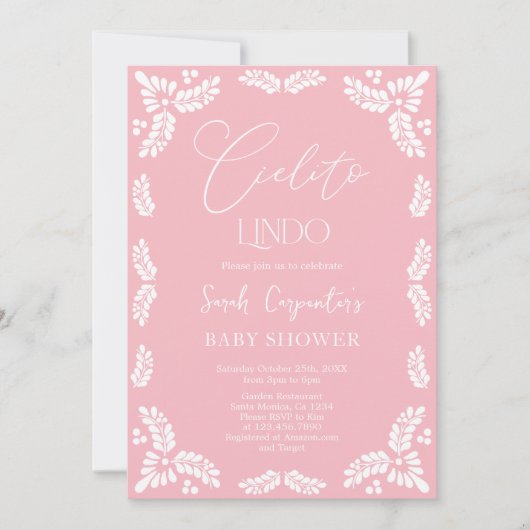 Cielito Lindo Papel Picado Baby shower Meisje Kaart (Voorkant)