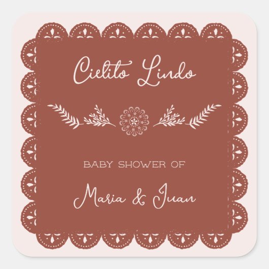 Cielito Lindo Papel Picado Baby shower Vierkante Sticker (Voorkant)
