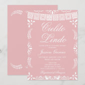 Cielito Lindo Papel Picado Girl Baby Shower Kaart (Voorkant / Achterkant)