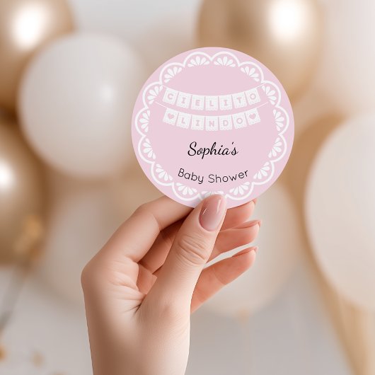 Cielito Lindo Pink Baby shower Bedankjes Labels