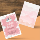 Cielito Lindo Pink Cloudy Sky Girl Baby shower Kaart