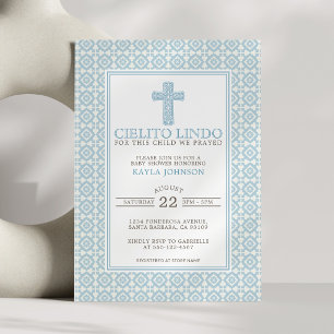 Cielito Lindo Religieus Bloemenkruis Blauwe Jongen Kaart