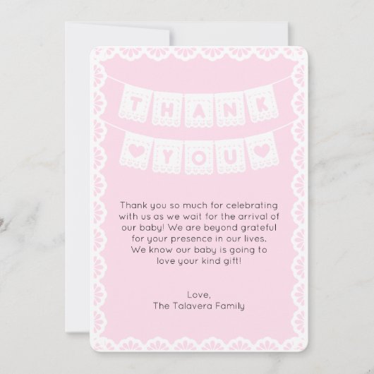 Cielito Lindo Roze Baby Shower Dankkaart Kaart (Voorkant)