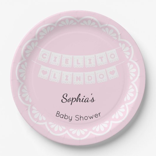 Cielito Lindo Roze Baby shower Papier Bord (Voorkant)