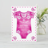 Cielito Lindo roze bodysuit meisje baby shower Kaart (Staand voorkant)