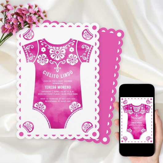 Cielito Lindo roze bodysuit meisje baby shower Kaart
