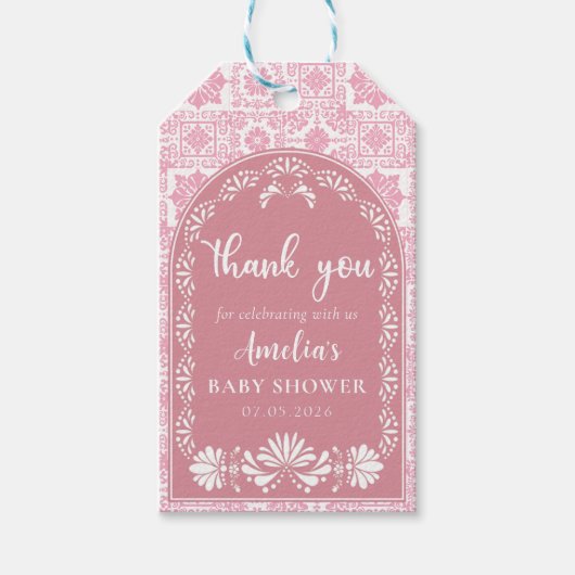 Cielito Lindo Roze Mexicaans Baby shower Gift Labe Cadeaulabel (Voorkant)