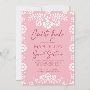 Cielito lindo roze Mexicaans sweet 16 verjaardagsf Kaart