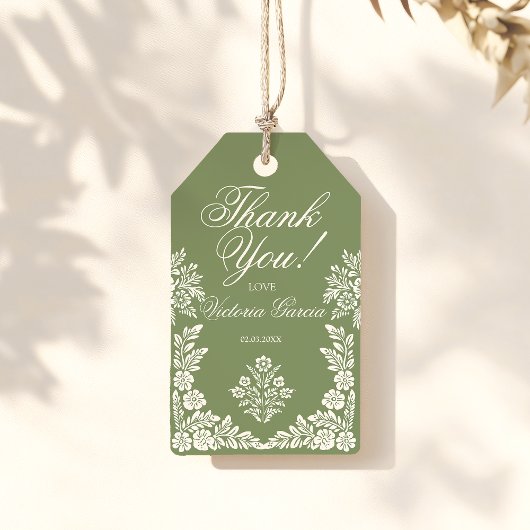 Cielito Lindo sage groen baby shower Cadeaulabel
