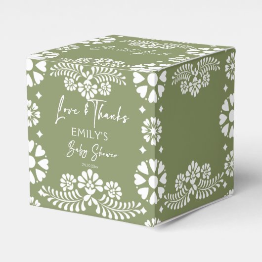 Cielito lindo sage groen baby shower gunsten bedankdoosjes (Voorkant Zijde)