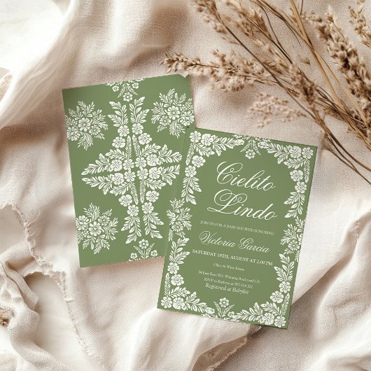 Cielito Lindo Sage groen Baby shower Kaart