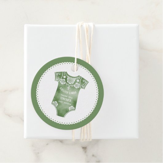 Cielito Lindo sage groen Dank U baby shower Bedankjes Labels (In situ)